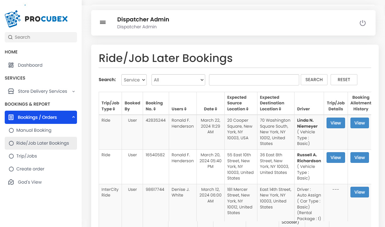 Ride/Job Later Booking