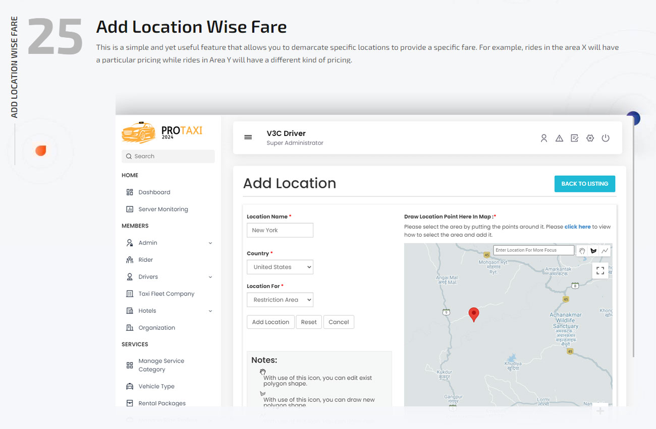 Add location wise fare